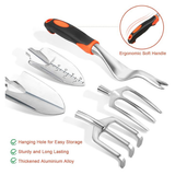8-Piece Heavy Duty Garden Tool Set with Ergonomic Handles & Storage Bag, Orange