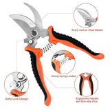 8-Piece Heavy Duty Garden Tool Set with Ergonomic Handles & Storage Bag, Orange