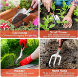8-Piece Heavy Duty Garden Tool Set with Ergonomic Handles & Storage Bag, Orange