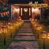 GIGALUMI 12-Pack Solar Flickering Flame Outdoor Garden Lights, Waterproof LED Pathway Lamps