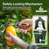 VIVOSUN 6.5" Garden Pruning Scissors with Straight Stainless Steel Blades, Black/Green