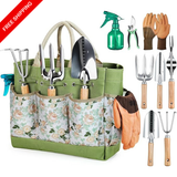 Grenebo 9-Piece Heavy Duty Gardening Tool Set with Storage Organizer Bag